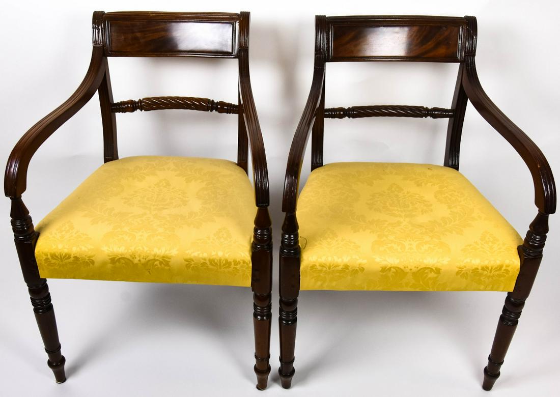 Pair Antique English Sheraton Carved Side Chairs (1 of 6)
