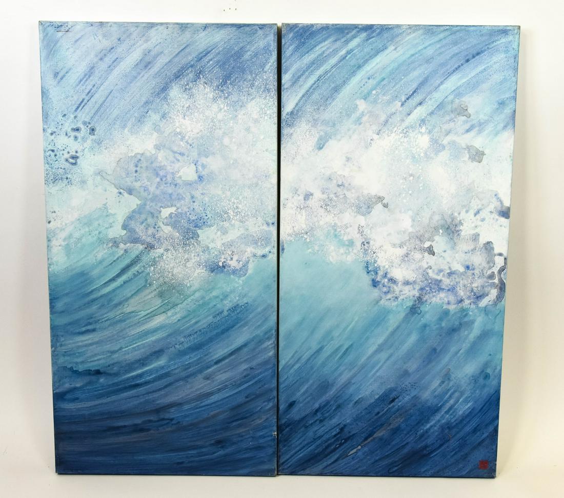 Rosamond Berg "Wave Theme #1" Painting on Canvas (1 of 7)