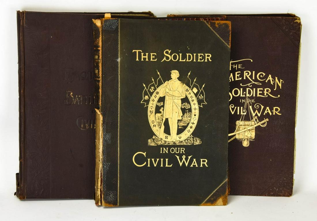 3 Antique Oversized Civil War Illustrated Books: 3 Antique Oversized Civil War Illustrated Books. The Soldier in Our Civil War, Volume 1, Stanley Bradley Publishing Company. The American Soldier in the Civil War, Bryan, Taylor and Co. Publishing Com