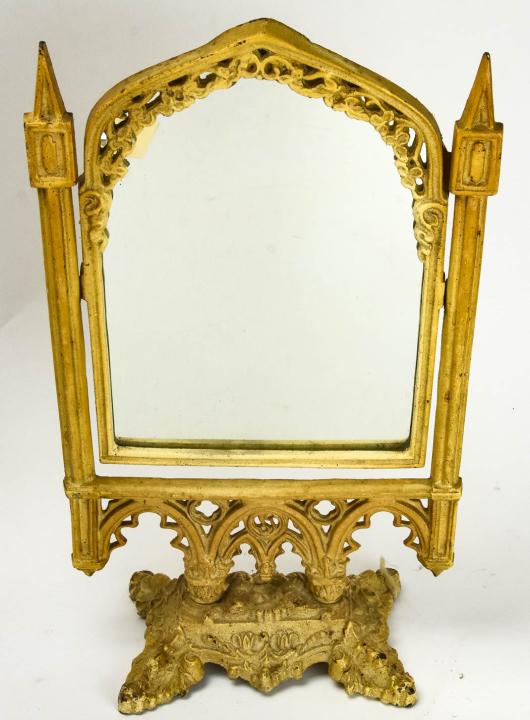 Antique Victorian Cast Iron Table Top Mirror (1 of 7)
