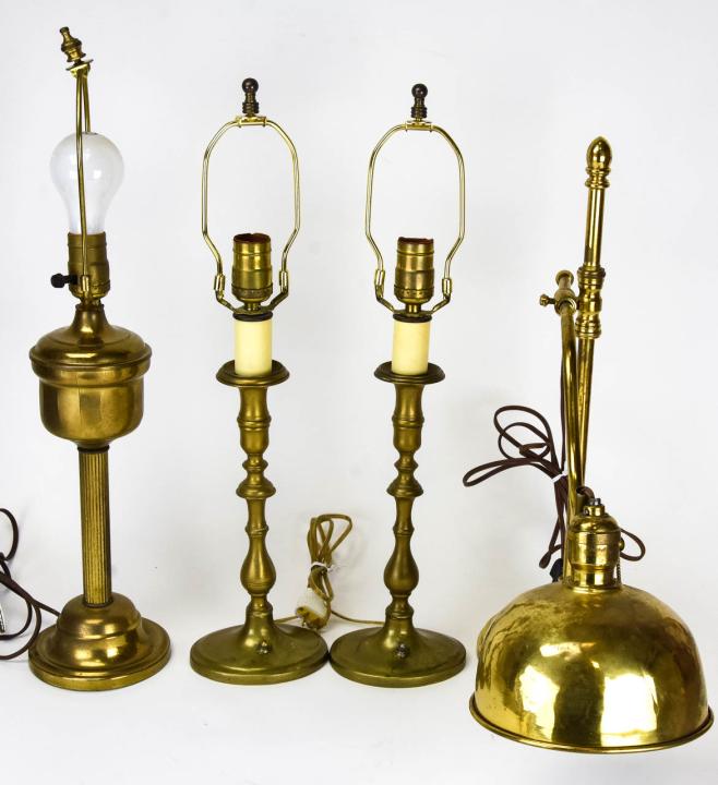4 Vintage Brass Electric Table Lamps (1 of 4)
