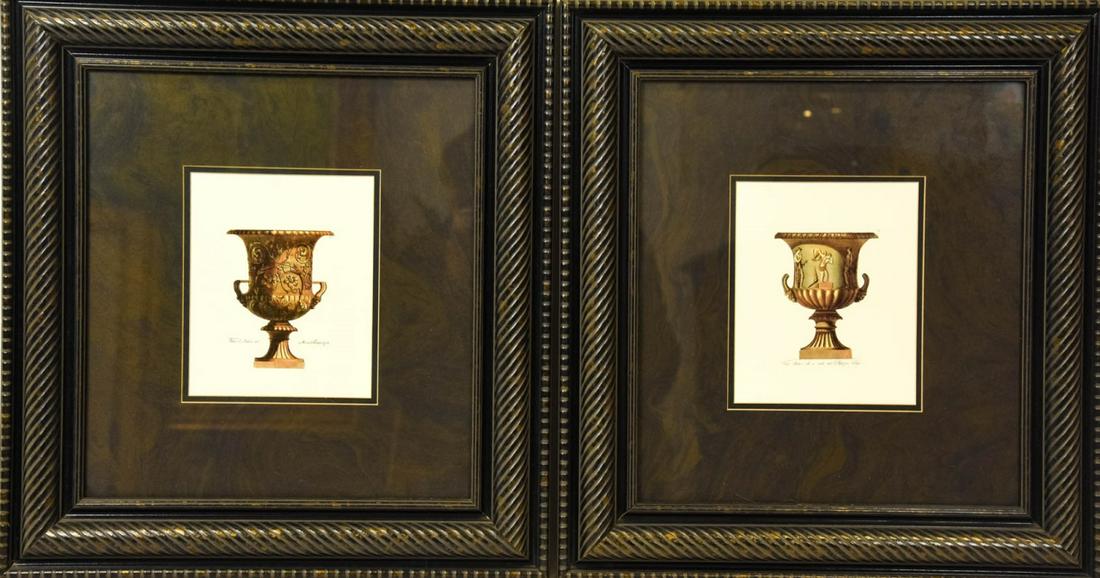 Pair Neoclassical Urn Motif Prints Framed (1 of 5)