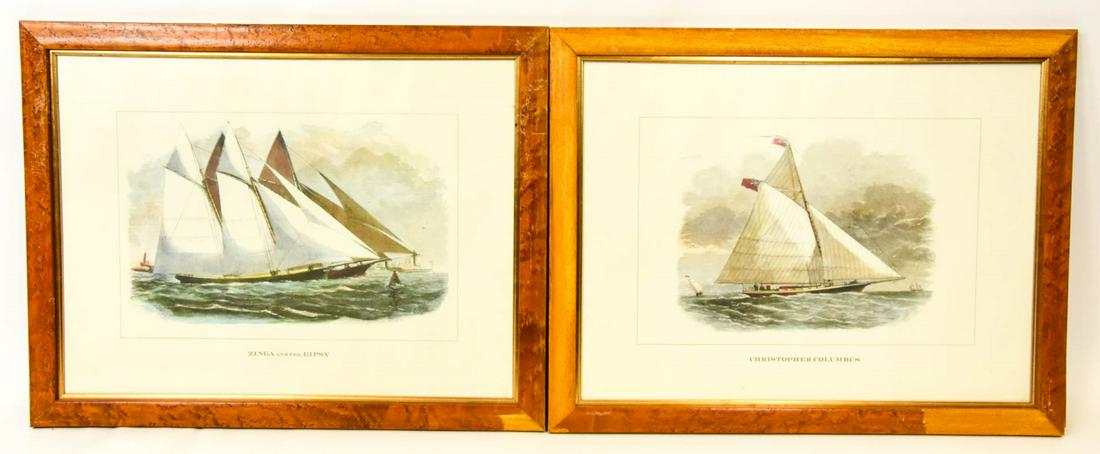 Pair Nautical Sailboat Prints Framed (1 of 5)