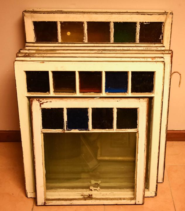Lot of Colored Glass Salvage Windows (1 of 6)