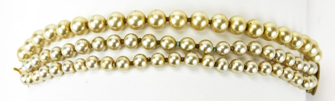 Miriam Haskell Faux Pearl Triple Strand Bracelet (1 of 5)