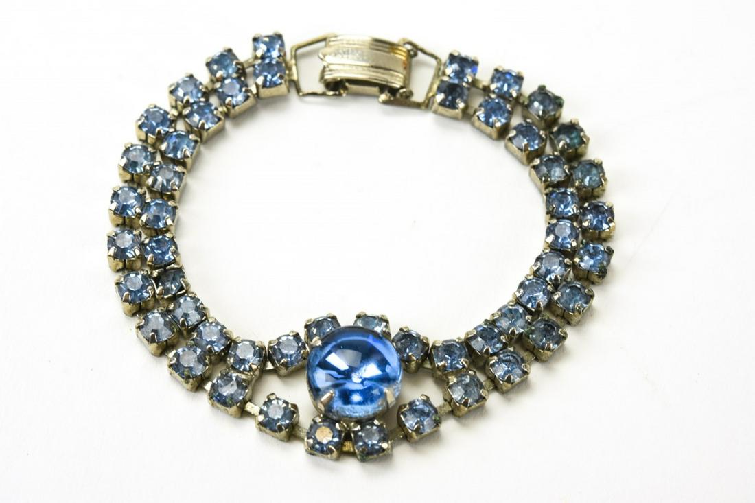 Vintage Aquamarine Paste Rhinestone Bracelet (1 of 6)