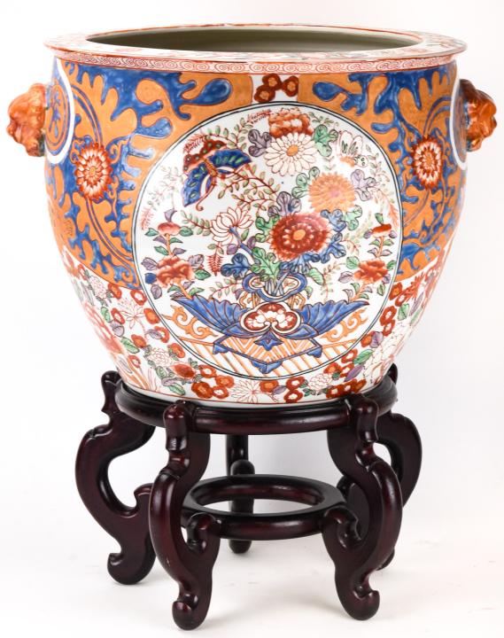 Large Chinese Fish Bowl Planter Lion Motif (1 of 5)