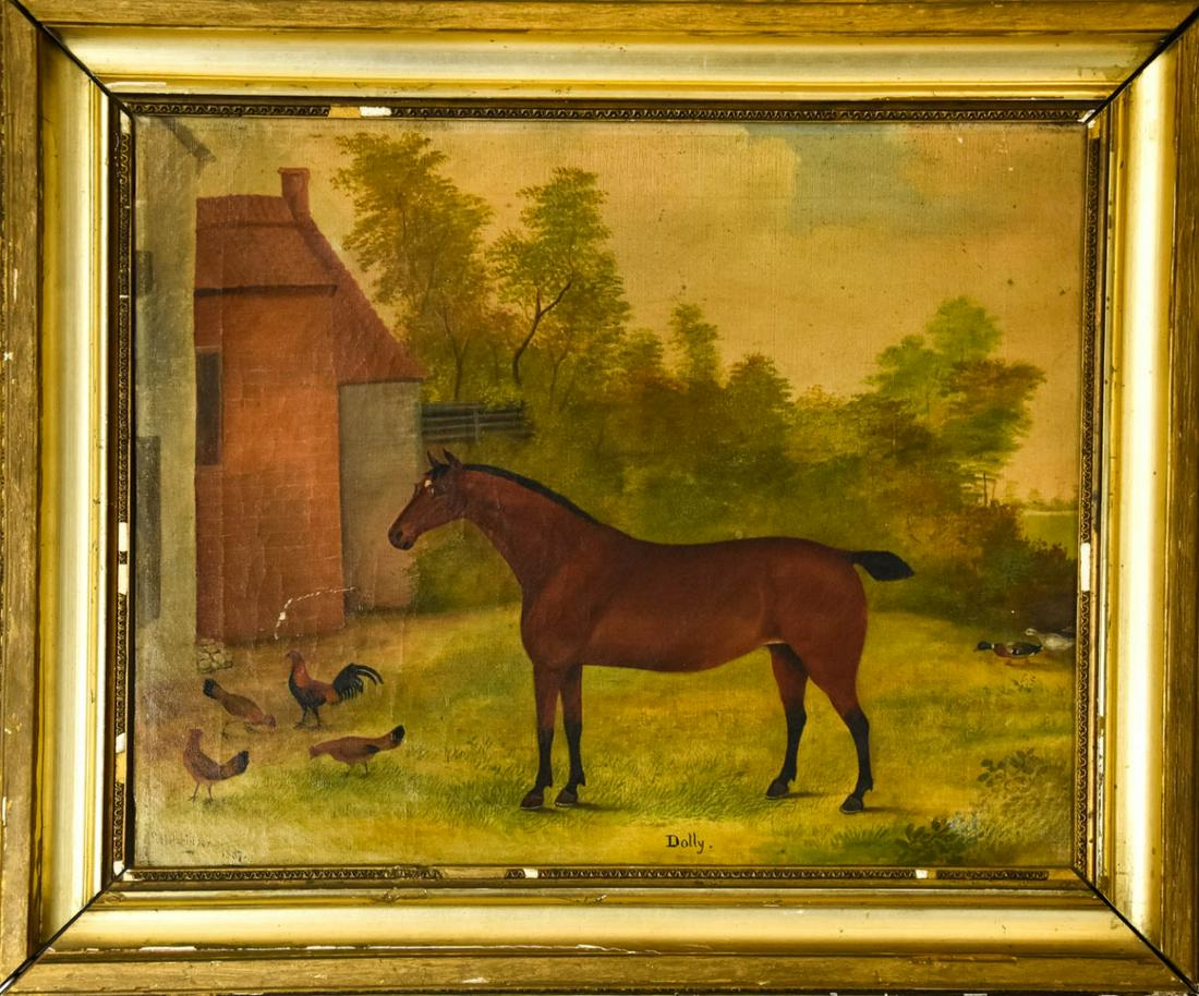 Antique 19th C Signed English Equestrian Painting (1 of 6)