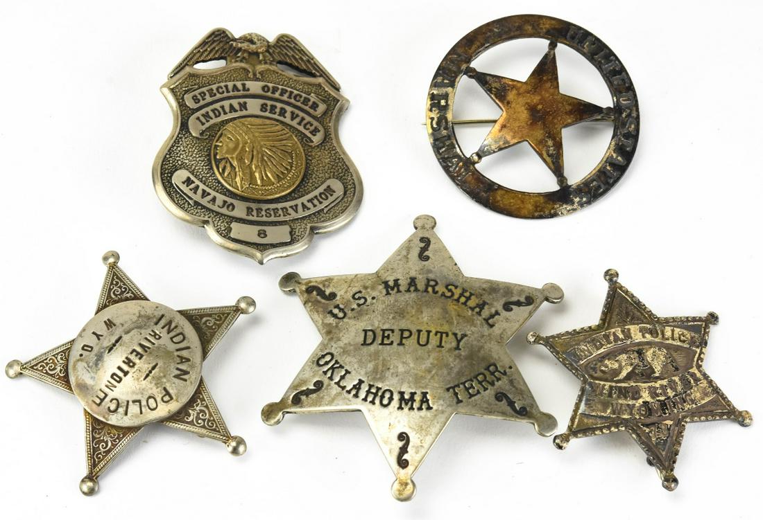 Vintage U.S. Marshall & Indian Police Badges (1 of 4)