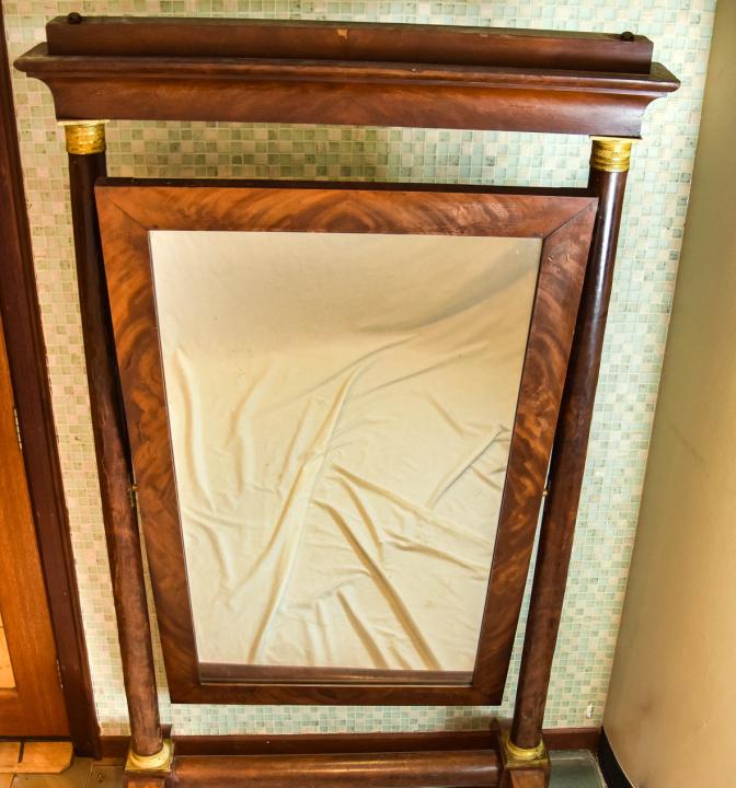 Antique French Empire Ormolu Mount Cheval Mirror (1 of 5)