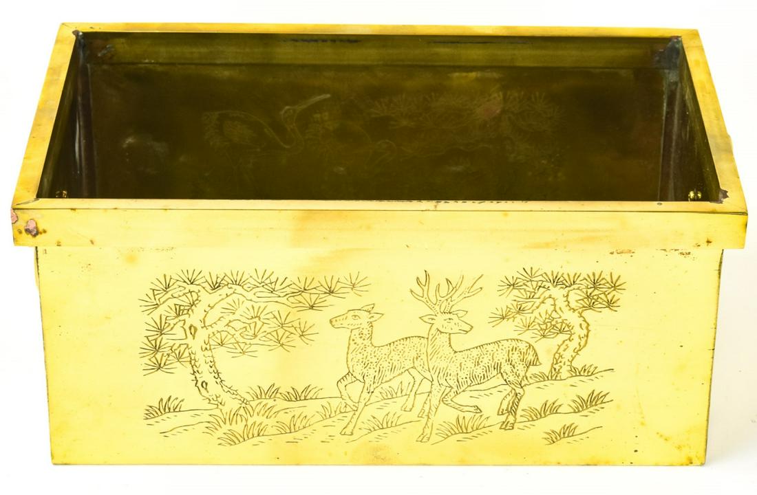 Asian Style Rectangular Brass Planter (1 of 7)