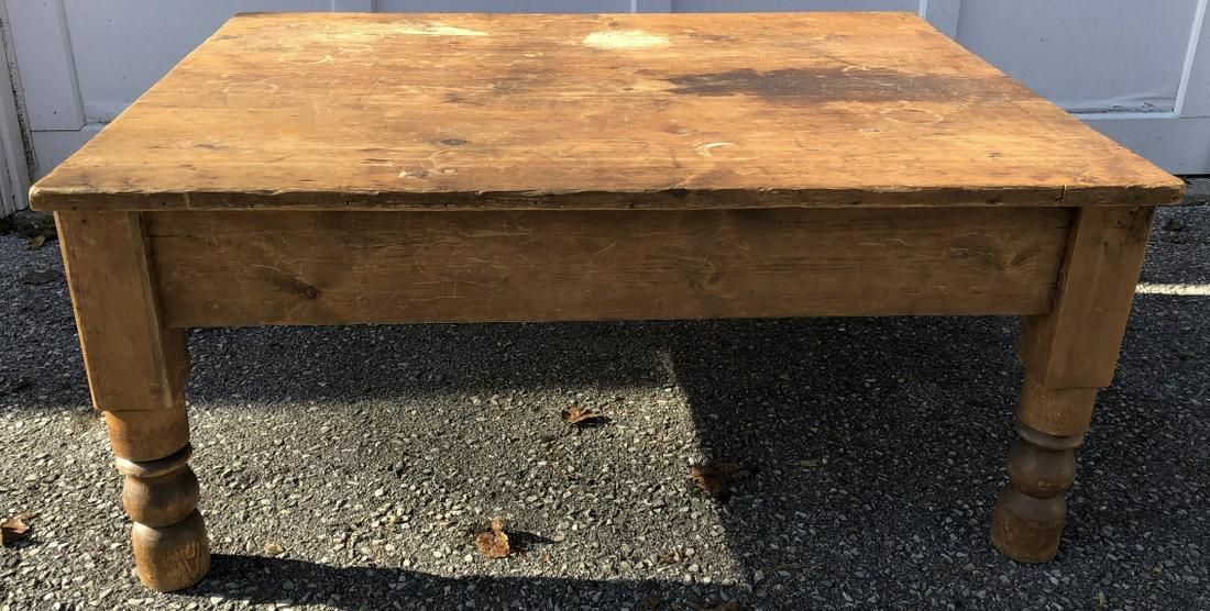 Pine Carved Legs Square Coffee Table: Pine Carved Legs Square Coffee Table. 18 inches x 40 inches x 31 inches