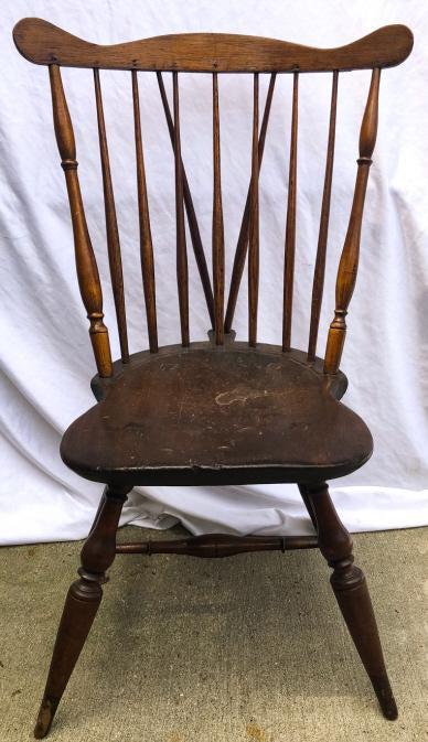 Antique Windsor Side Chair: Antique Windsor Side Chair. With mortise and tenon jointing and turned legs. 35.5 inches x 15.25 inches x 19.5 inches.