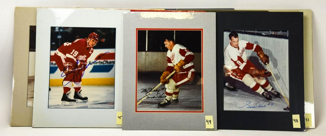 Collection Detroit Red Wings Hockey Autographs: Collection Detroit Red Wings Hockey Autographs. Collection of vintage Detroit red wings players autographed photographs. 14 inches x 11 inches.