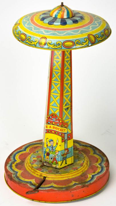 Vintage Lithographed Tin Ride a Rocket Toy (1 of 6)
