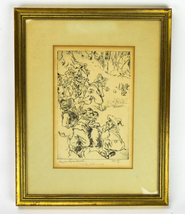 Antique Signed Framed Engraving of Rip Van Winkle (1 of 5)