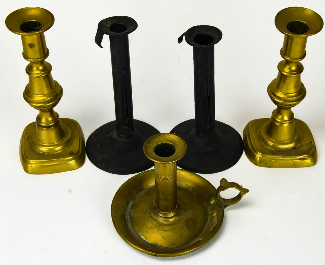Collection Antique Candlesticks Brass and Wrought (1 of 4)