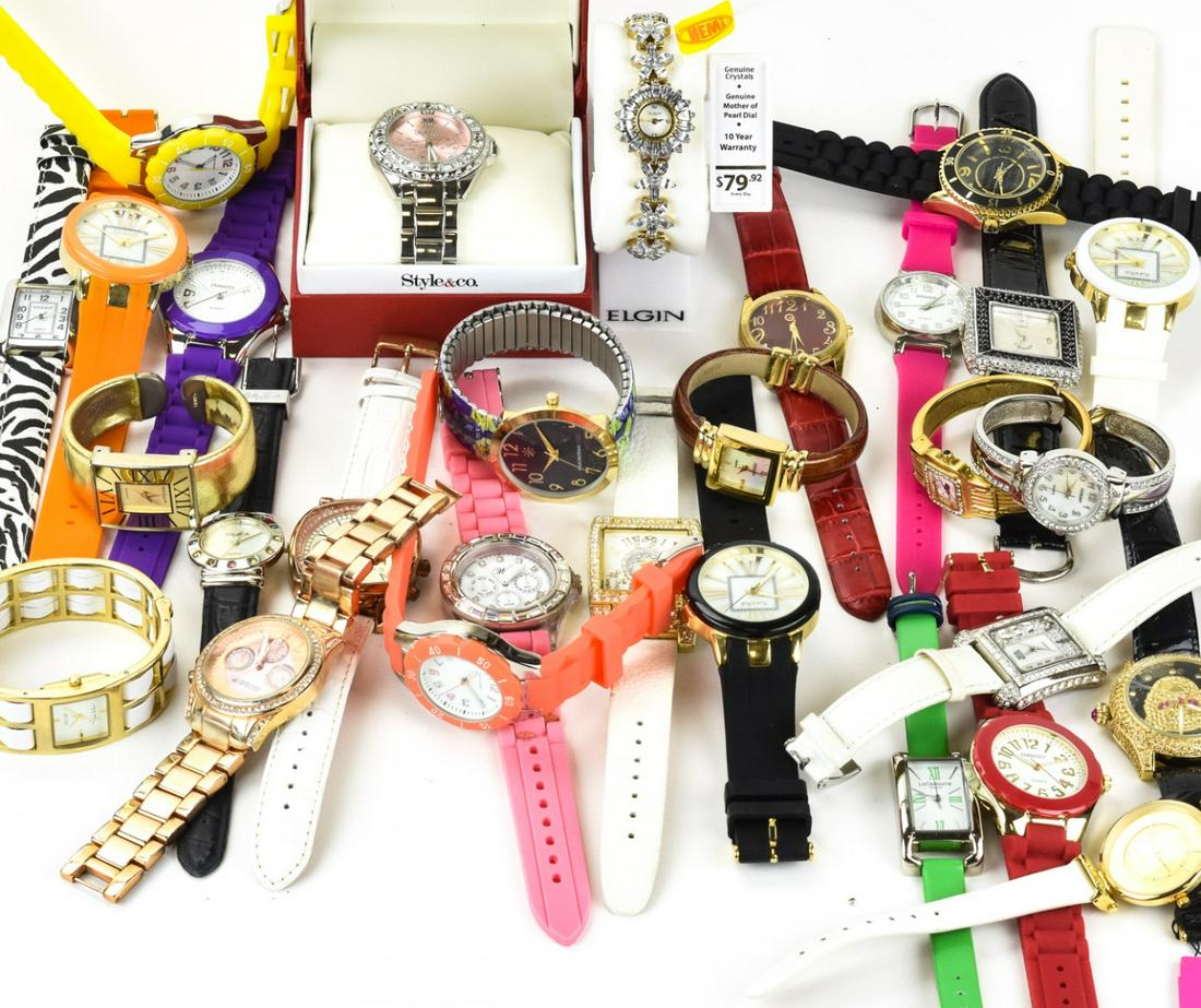 Large Lot of Ladies Fashion Watches: Large Lot of Ladies Fashion Watches. Makers include Gossip, Style & Co, Isaac Mizrahi and more.