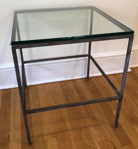 Contemporary Iron & Glass Parson Style Side Table (1 of 3)