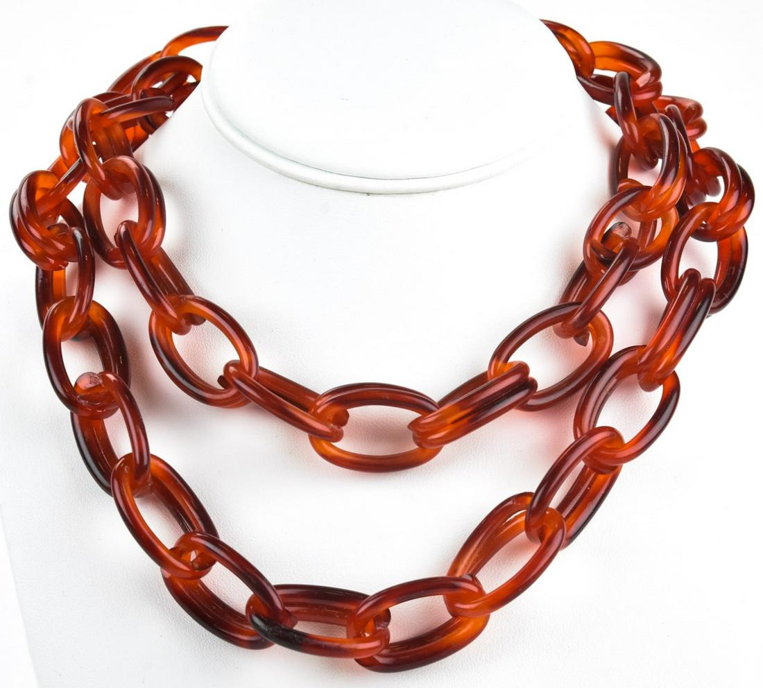 Vintage Multi Link Faux Tortoise Link Necklace (1 of 6)