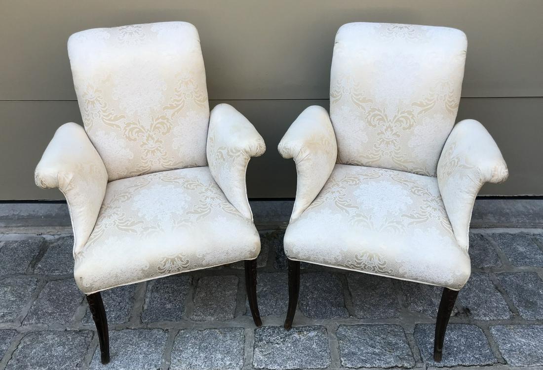 Pair of Art Deco Style Armchairs w Brocade Fabric (1 of 4)
