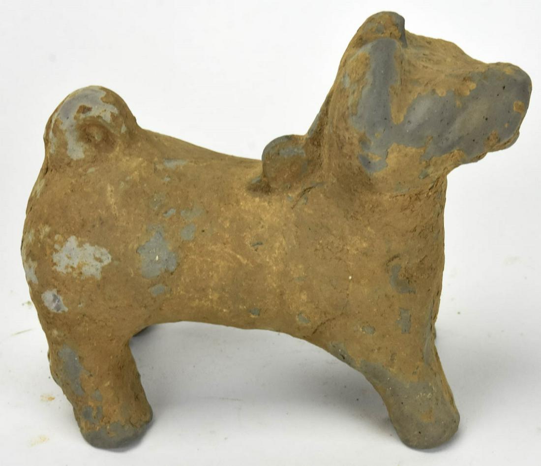 Chinese Archaic Stoneware Pottery Figural Dog: Chinese Archaic Stoneware Pottery Figural Dog Statue. Archaic stoneware style figural dog. Measures approximately 7 inches x 7 inches x 4 inches.