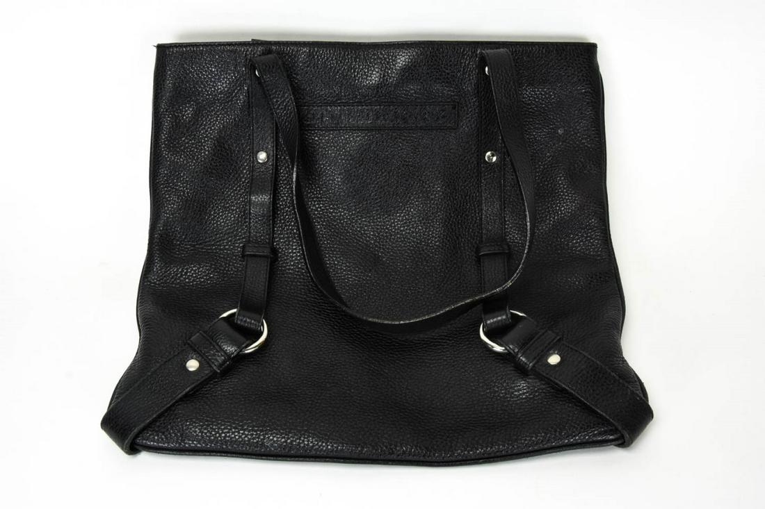 Vintage Burberry Leather Shopper Tote Purse: Vintage Burberry Leather Shopper Tote Purse / Handbag. With Burberry tartan fabric interior and leather exterior, silver tone hardware. Measures 13.5 inches x 14.5 inches without straps.