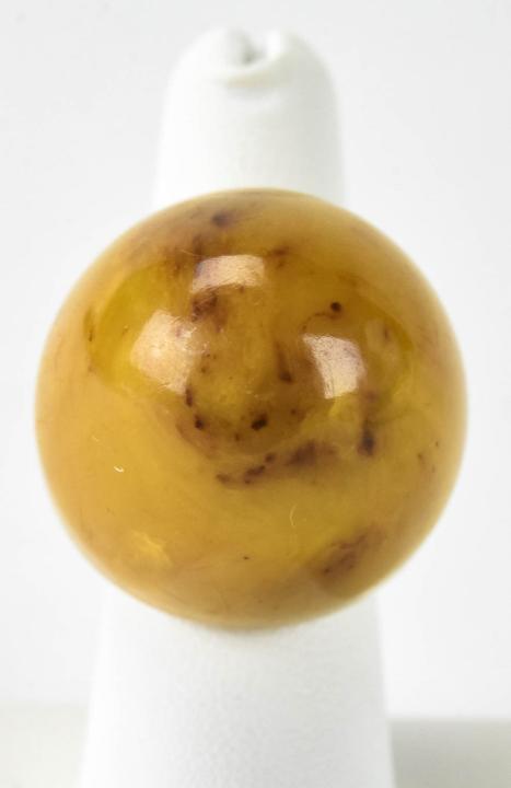 Vintage Bakelite Faux Amber High Dome Ring: Vintage Bakelite Faux Amber High Dome Ring Circa 1960s