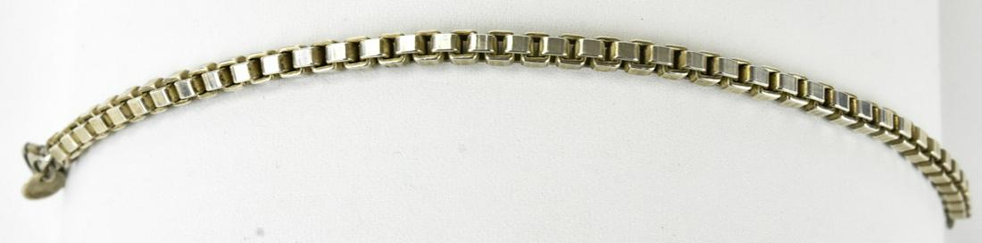 Tiffany & Co Sterling Silver Box Chain Bracelet: Tiffany & Co Sterling Silver Box Chain Bracelet. Signed / hallmarked. Measures 7.5 inches in length.