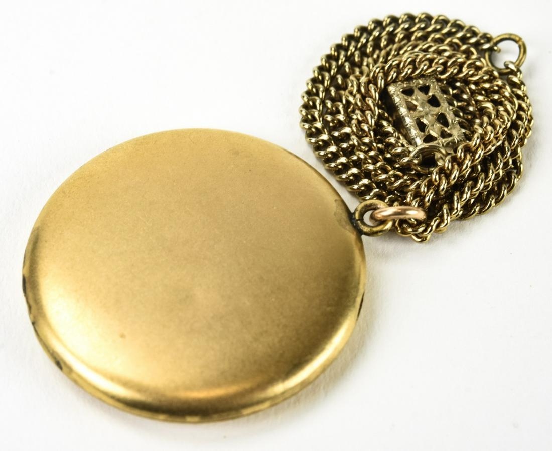 Antique 19th C Gold Filled Locket Necklace Pendant: Antique 19th C Gold Filled Locket Necklace Pendant. Locket measures 1.5 inches in length.