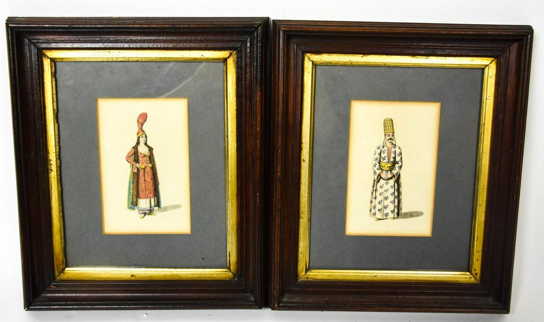Pair Antique Portrait Lithograph in Eastlake Frame: Pair Antique Portrait Lithograph in Eastlake Frames. From the Pages of The Sultan. Each frame is 13 inches x 12 inches