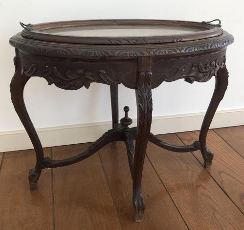Antique French Rococo Carved Glass Top Tray Table (1 of 8)