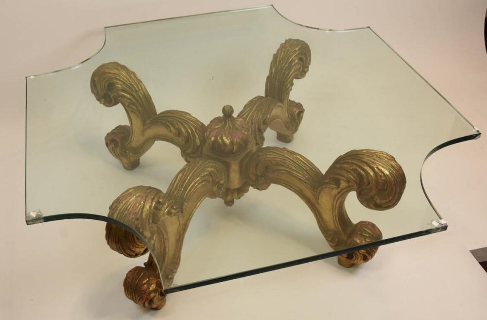 Hollywood Regency Heavily Carved Gilt Coffee Table (1 of 10)