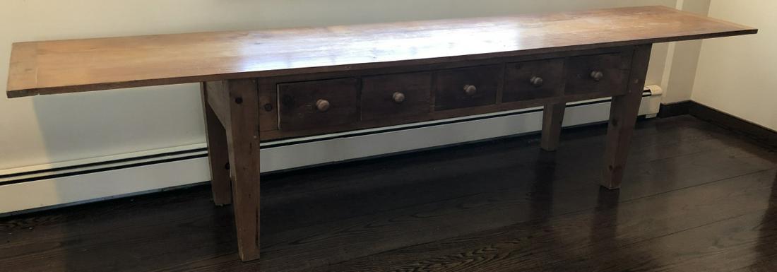 Antique English Country Hand Carved Pine Console (1 of 9)