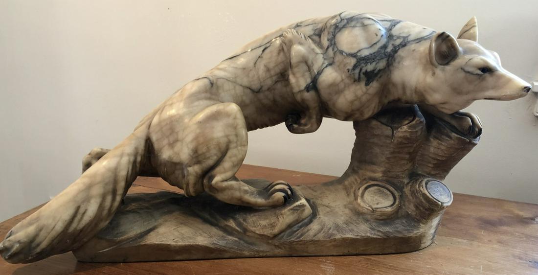 Antique Hand Carved Marble Fox Statue (1 of 8)