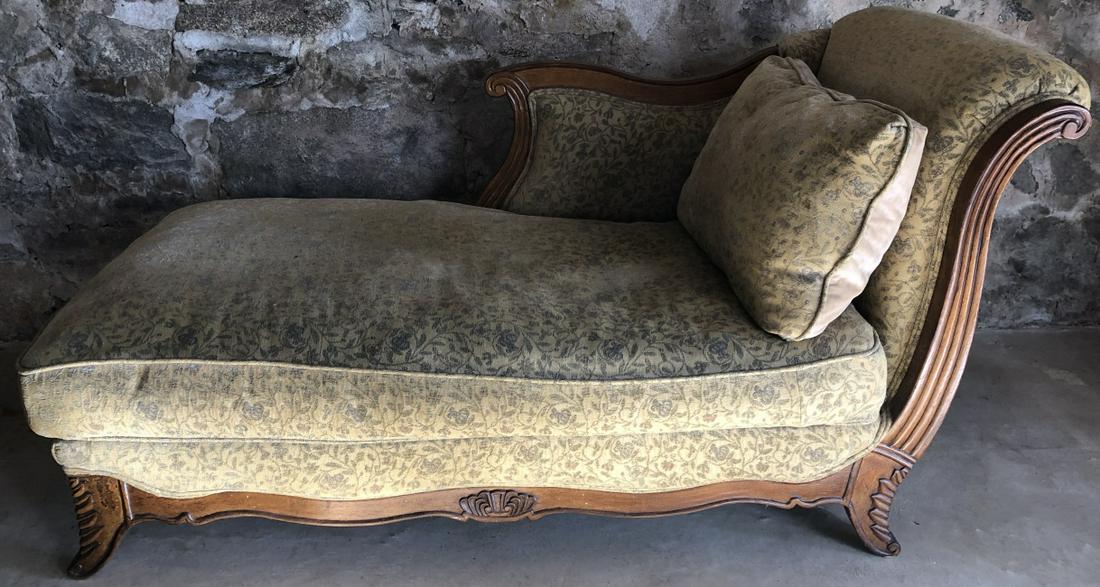 Antique Carved French Country Velour Day Bed (1 of 8)
