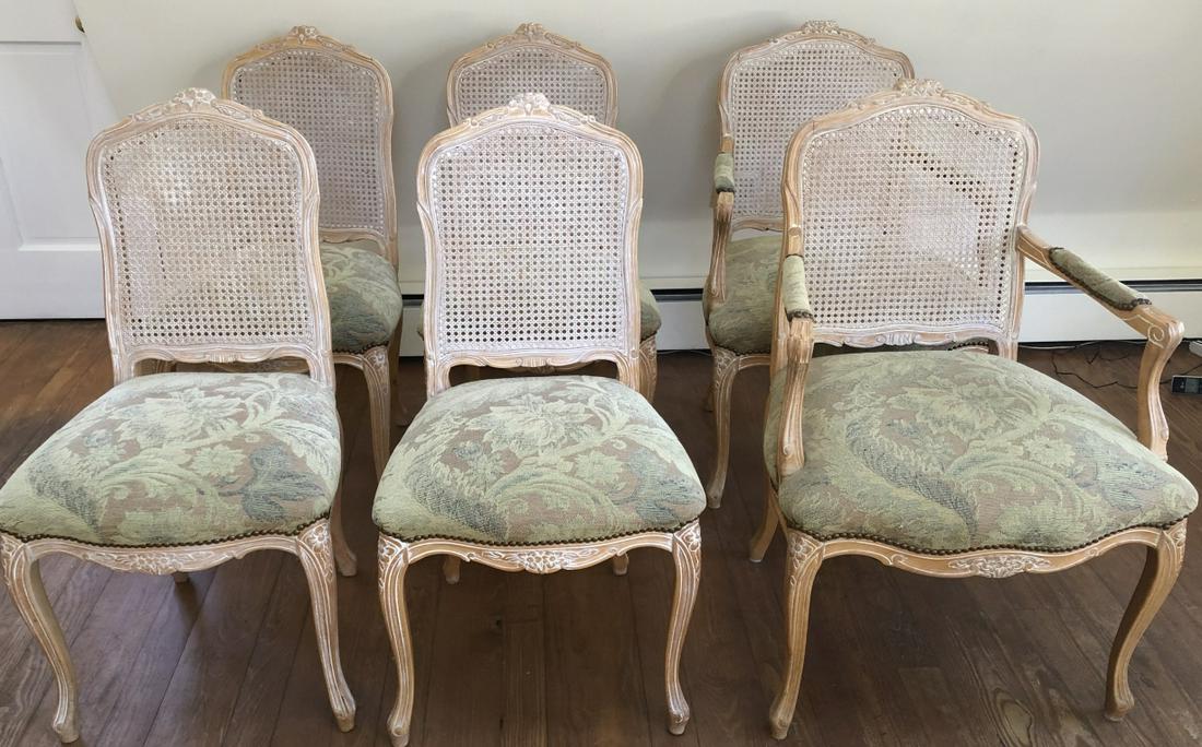 6 French Country Pickled Pine Carved Dining Chairs (1 of 12)