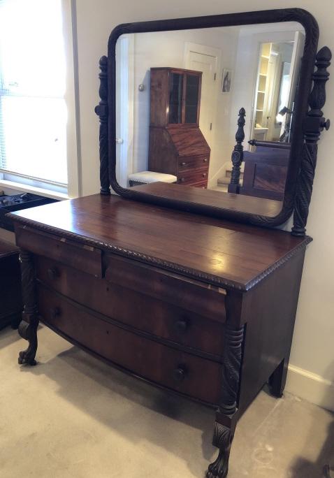 Buy Antique Carved Empire Claw Foot Mirrored Dresser Greenwich