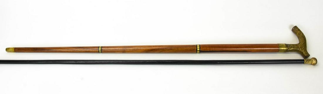 2 Antique Walking Sticks / Canes w Ornate Handles (1 of 6)