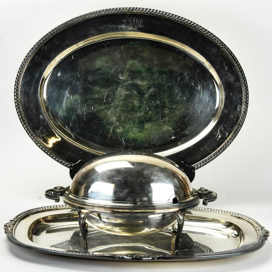 2 Large Silver Plate Platters Revolving Lid Tureen (1 of 9)