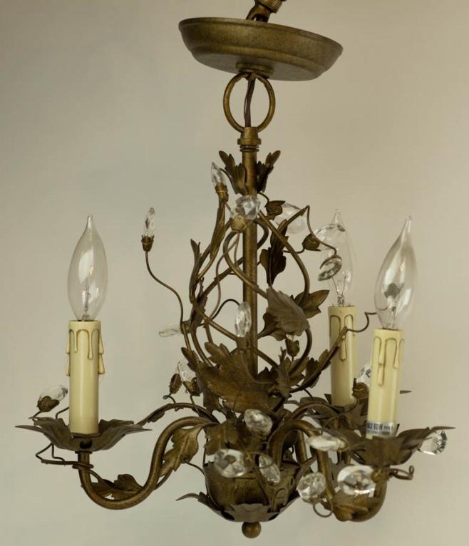 Vintage Tole and Crystal Small Scale Chandelier (1 of 5)