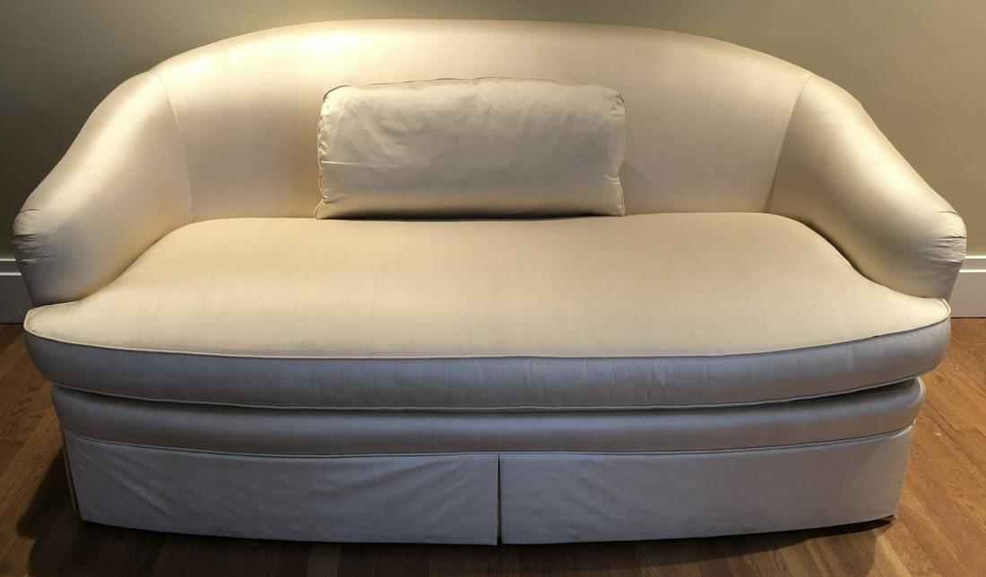 Sherrill Regency Style Upholstered Ivory Silk Sofa (1 of 10)