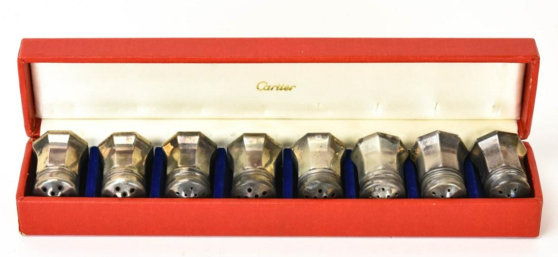 Set 8 Cartier Boxed Sterling Silver Salt Shakers (1 of 6)