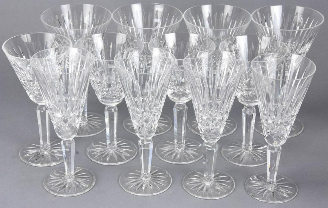 12 Waterford Stem Glasses in 3 Sizes: 12 Waterford Stem Glasses in 3 Sizes. 4 water, 4 champagne and 4 wine. Largest is 7 inches x 4 inches in diameter.