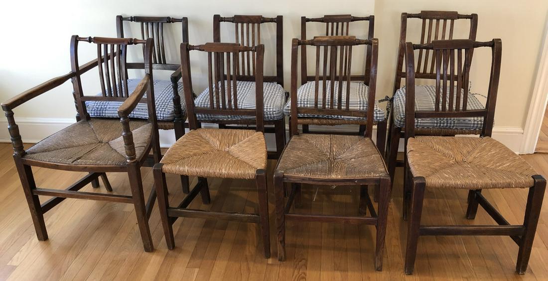 Antique American Sheraton Rush Seat Dining Chairs (1 of 10)