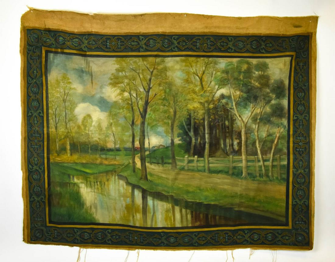 Antique Belgian / Flemish Style Painted Tapestry (1 of 10)