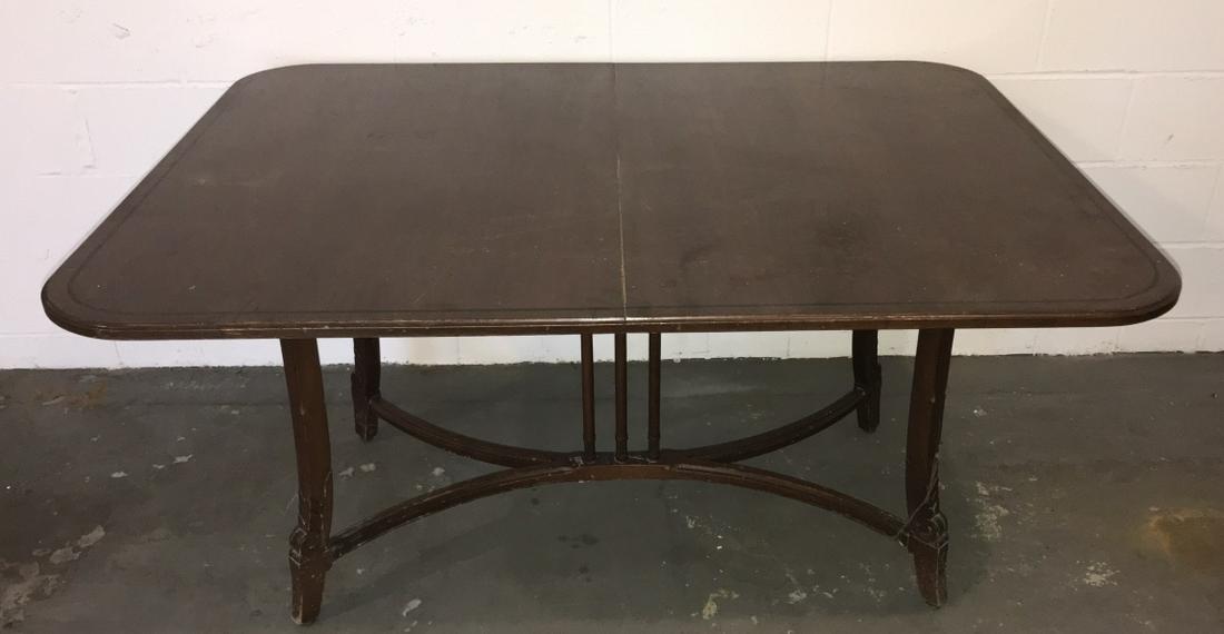 Art Deco Style Banded Top Dining Table w Pedestal (1 of 5)