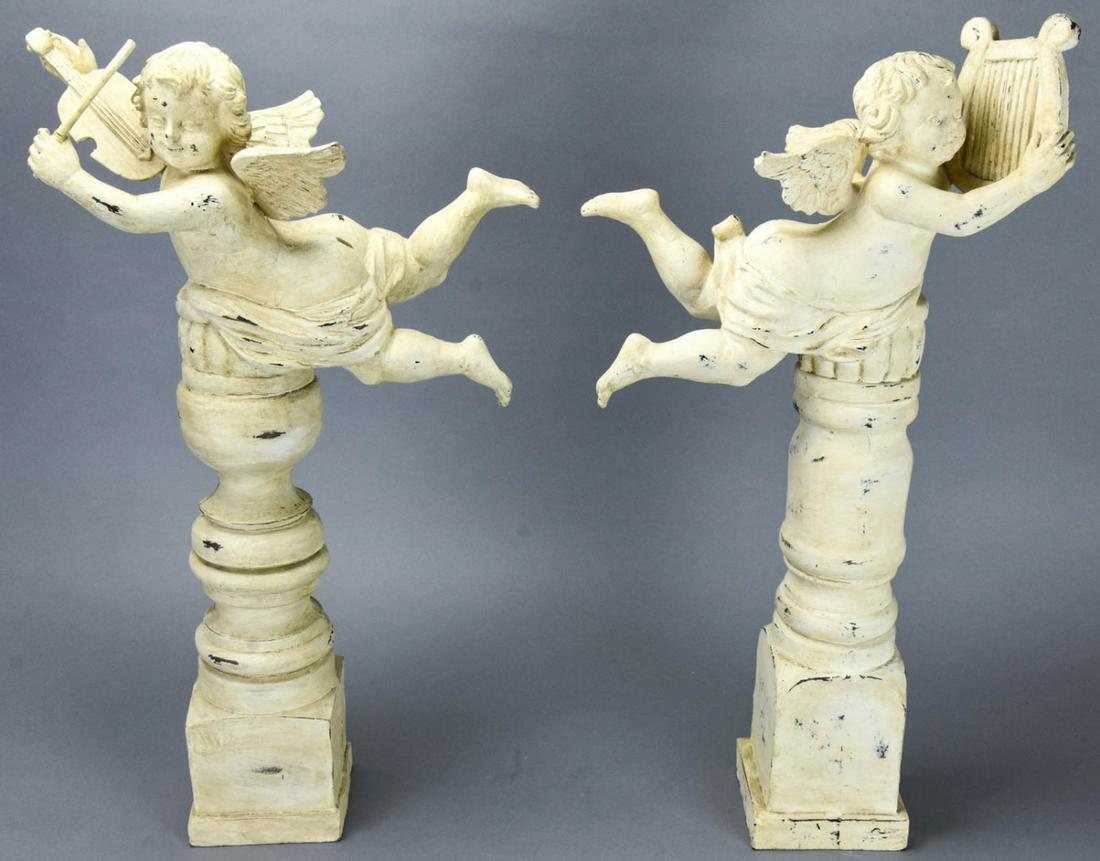 Pair Shabby Chic Figural Putti / Cherub Statues (1 of 6)