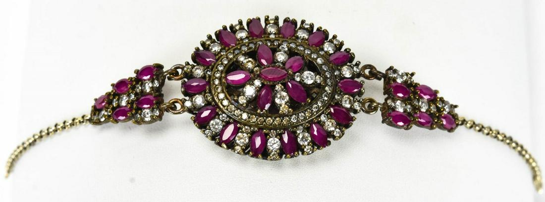 Sterling Silver Bracelet Set w Rubies & Topaz (1 of 5)