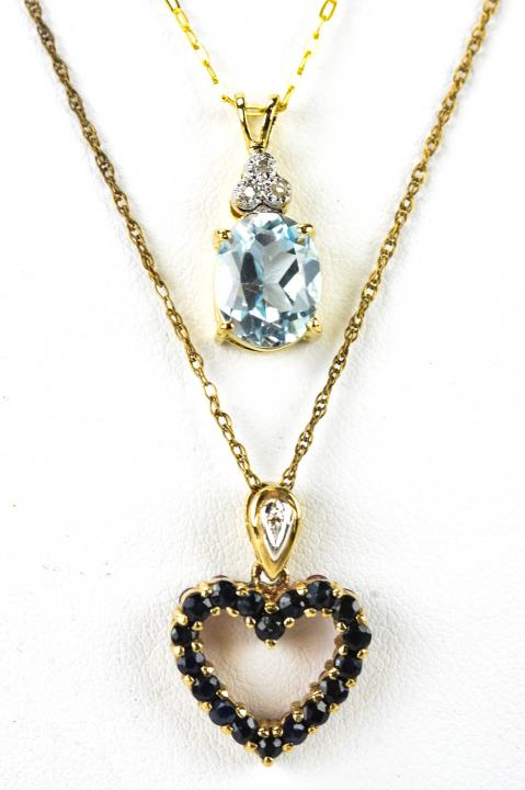 Diamond & Aqua + Diamond & Ruby Necklace Pendants (1 of 5)